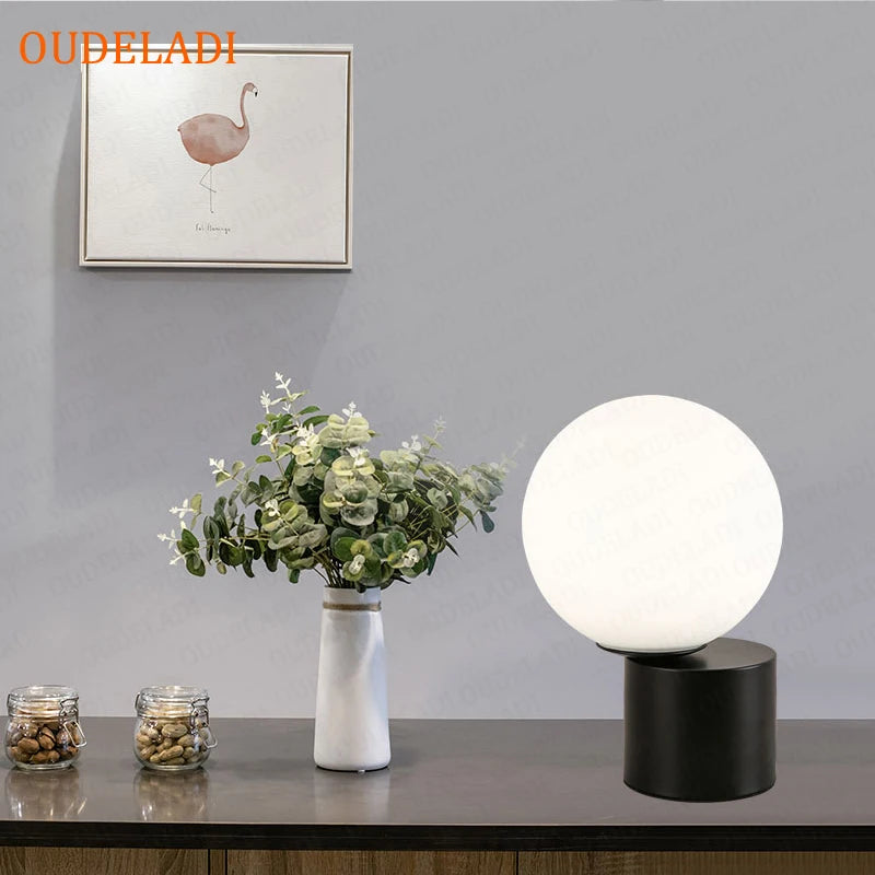 Glass Ball Brass Table Lamps Living Room Bedroom Study Bedside LED Eye Protection Desk Light Home Decor Lighting fixture